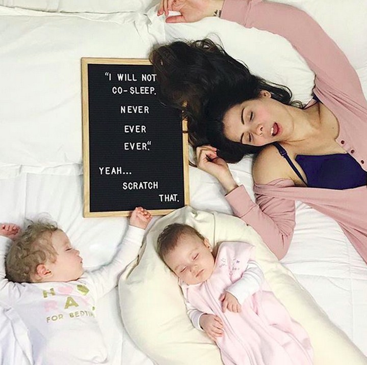 <p>Awalnya sih cuma ingin menemani si kecil tidur. Tapi apa daya tubuh ini juga lelah. Jadi ikutan tidur deh, he-he-he. (Foto: Instagram/ @mayavorderstrasse)</p>