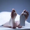 Labeled remains of person lying in mortuary