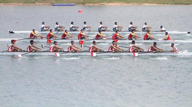 Indonesia kembali menambah torehan medali emas Asian Games 2018 dari cabang olahraga dayung di nomor rowing kelas ringan delapan putra, Jumat (24/8).
