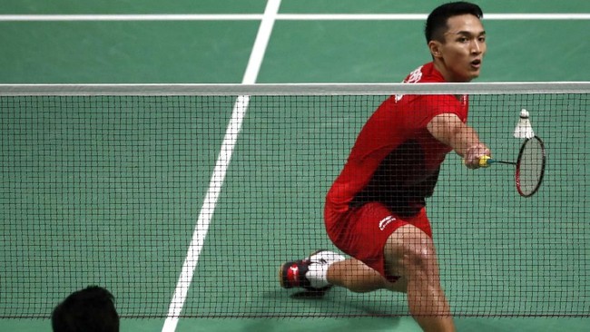Jonathan Christie mengikuti jejak Fajar Alfian/Muhammad Rian Ardianto yang berhasil lolos ke final Asian Games 2018 usai menaklukkan Kenta Nishimoto.