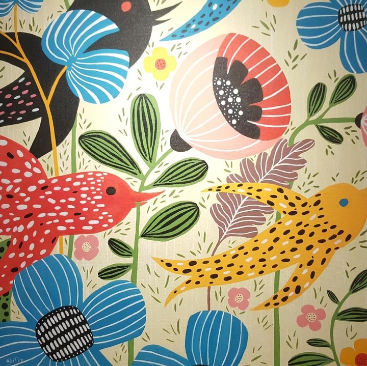 <p>Ini 'Flowers and Bird' yang merupakam hasil karya M Ichsan Nabil, penyandang tunarungu.</p>