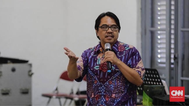 Dosen Universitas Indonesia Ade Armando saat acara deklarasi UI toleran. CNNIndonesia/Adhi Wicaksono.