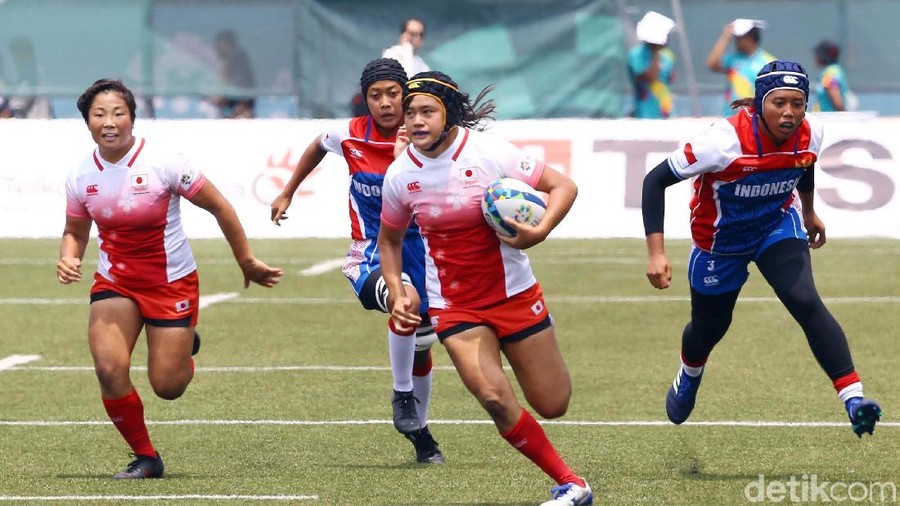 Jepang Taklukan Tim Rugby 7 Putri Indonesia Tim rugby 7 putri Indonesia harus mengakui kehebatan tim rugby Jepang. Kalah telak 0-5 Indonesia gagal melaju ke babak selanjutnya.