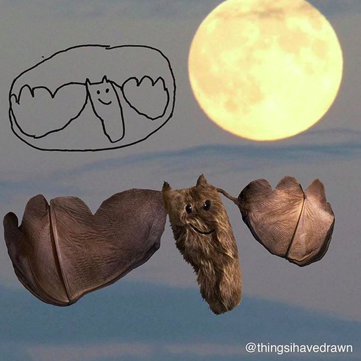 <p>Kelelawarnya kelihatan sangar nggak, Bun? (Foto: Instagram/ @thingsihavedrawn)  </p>