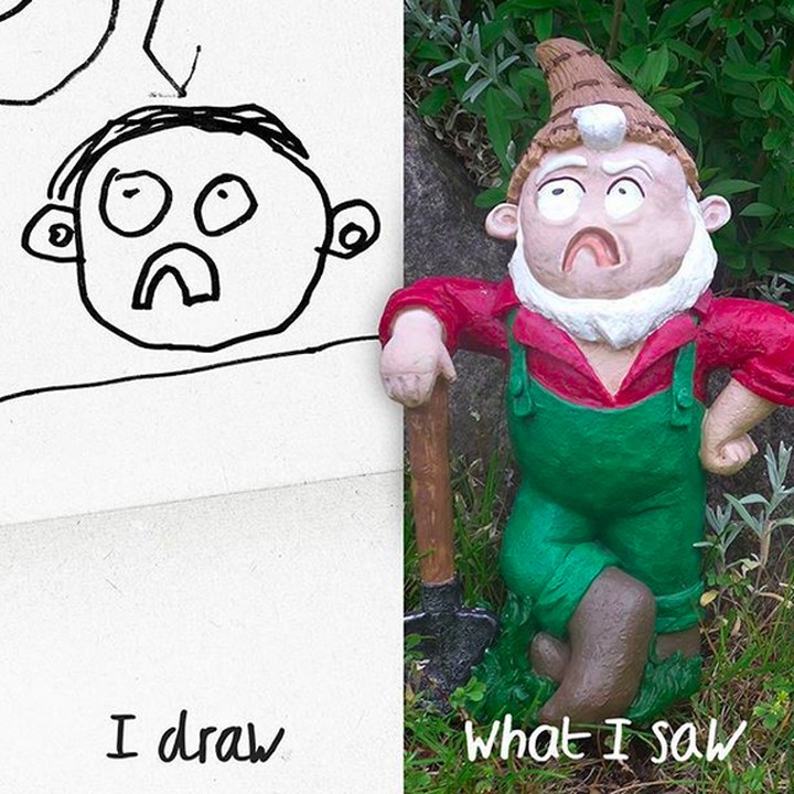 <p>Si kecil mau menggambar gnome tapi lupa melengkapinya dengan jenggot. Alhasil jadinya kayak gini deh. He-he-he. (Foto: Instagram/ @thingsihavedrawn)  </p>