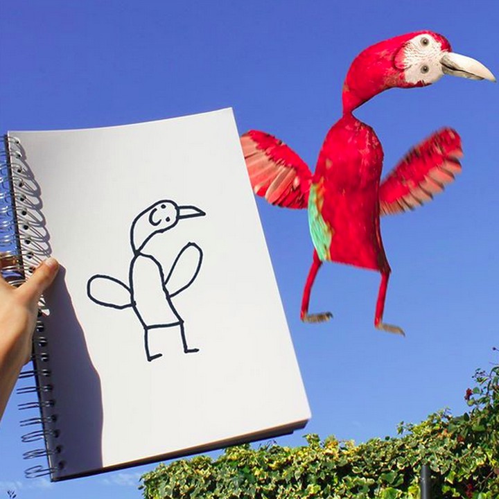 <p>Walau agak aneh, burungnya cukup cantik nih. (Foto: Instagram/ @thingsihavedrawn)  </p>