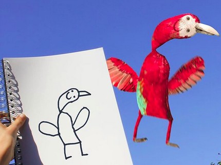 Kocak! Saat Gambar Imajinasi Anak Dijadikan Realita
