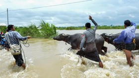 FOTO: Kepanikan 63 Ribu Warga Myanmar Korban Bendungan Jebol