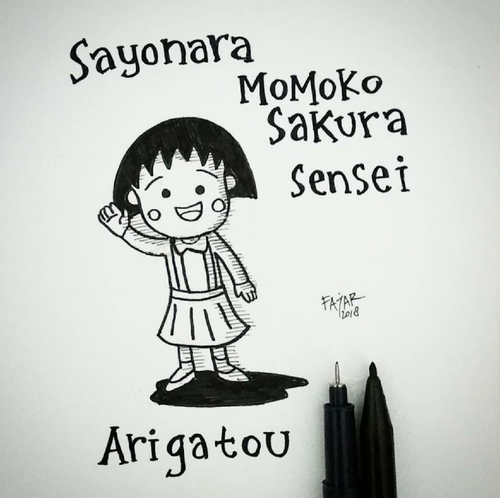 <p>Lewat gambar Chibi Maruko-chan yang melambaikan tangan, seorang Fajar mengucapkan terima kasih dan salam perpisahan untuk Momoko. (Foto: Instagram/fajarramayel)</p>