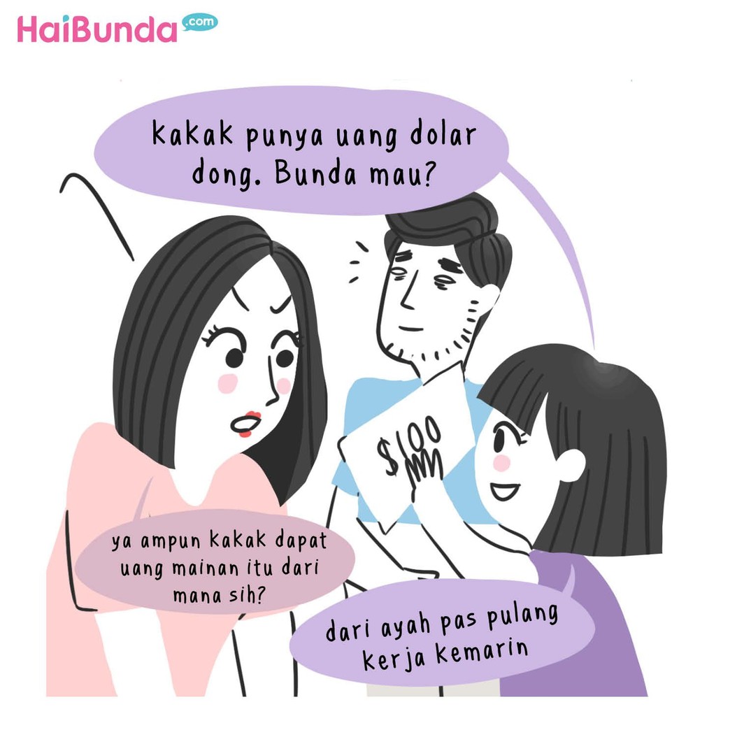 Ada kejadian di keluarga bunda di komik ini gara-gara dolar naik. Di keluarga Bunda ada cerita apa terkait naiknya harga dolar? Ceritakan yuk di kolom komentar.