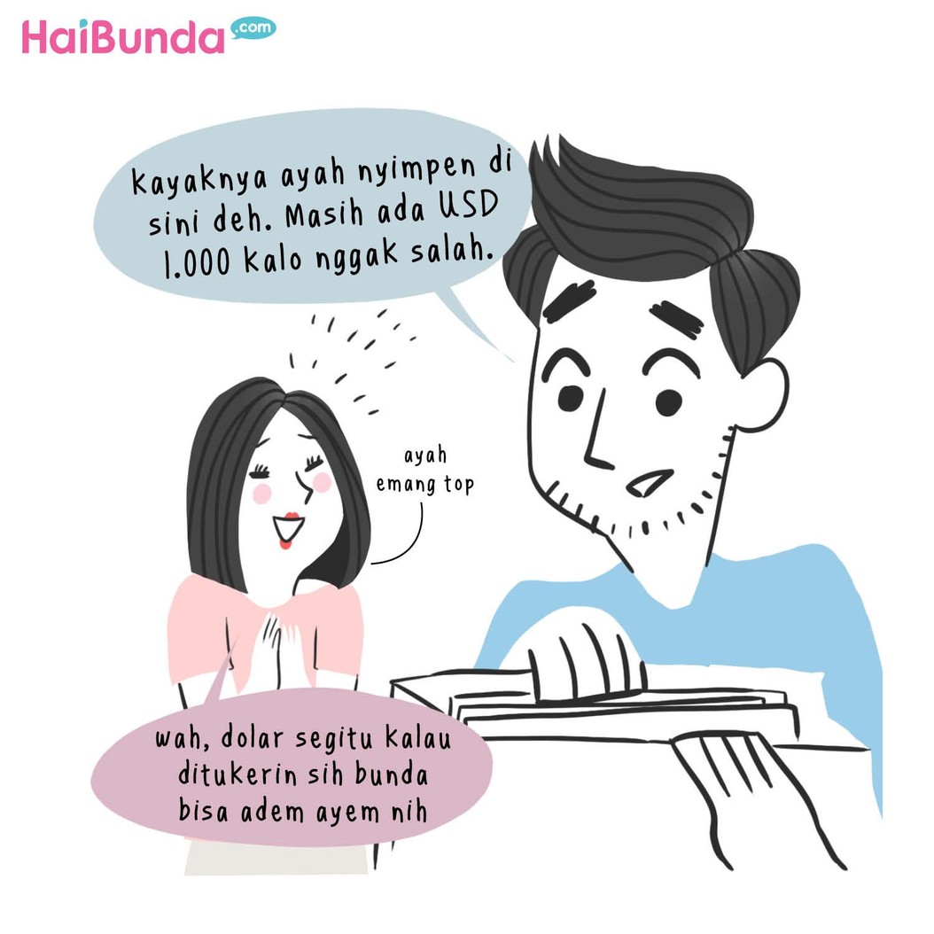 Ada kejadian di keluarga bunda di komik ini gara-gara dolar naik. Di keluarga Bunda ada cerita apa terkait naiknya harga dolar? Ceritakan yuk di kolom komentar.