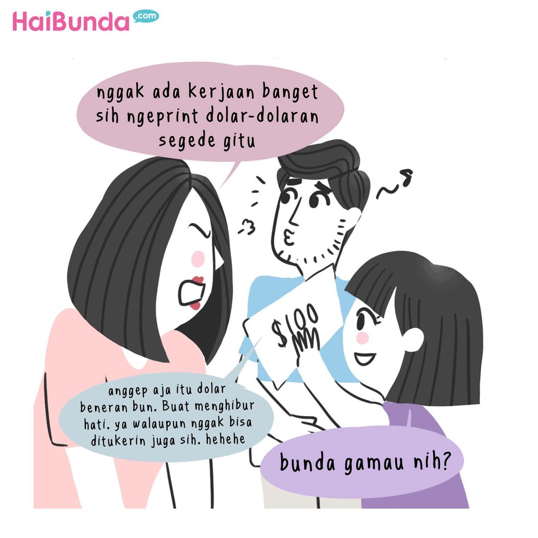 Ada kejadian di keluarga bunda di komik ini gara-gara dolar naik. Di keluarga Bunda ada cerita apa terkait naiknya harga dolar? Ceritakan yuk di kolom komentar.