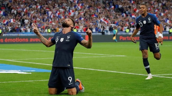 Timnas Prancis menekuk Belanda 2-1 pada laga Liga A UEFA Nations League Grup 1 di Stade de France, Minggu (9/9) malam waktu setempat.