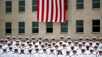 The U.S. Navy Glee Club performs during the 17th annual September 11 observance ceremony at the Pentagon in Washington, U.S., September 11, 2018.      REUTERS/Joshua Roberts      TPX IMAGES OF THE DAY