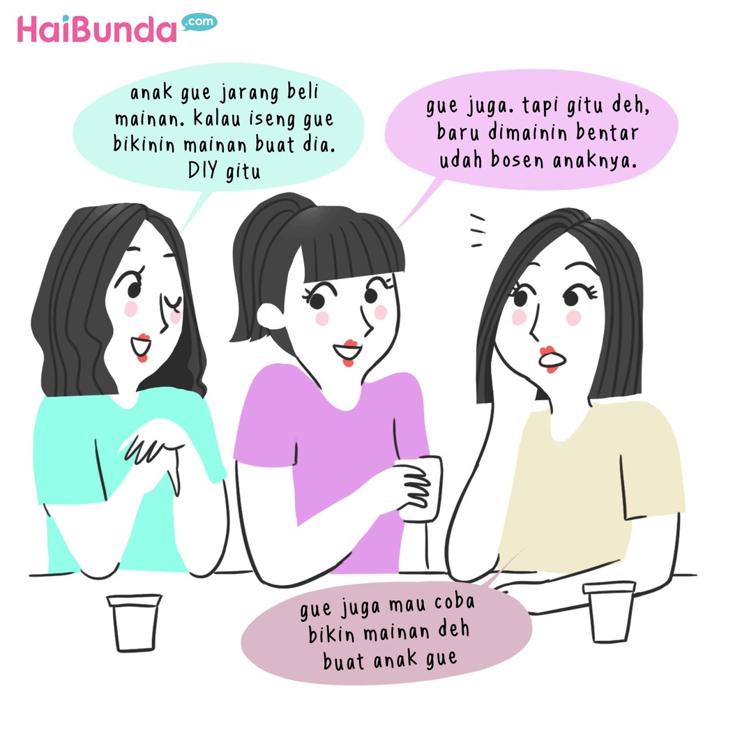 Ada cerita saat Bunda di komik ini bikin mainan DIY buat kakak. Hmm, Bunda juga punya cerita menarik saat membuatkan mainan buat anak? Share yuk.