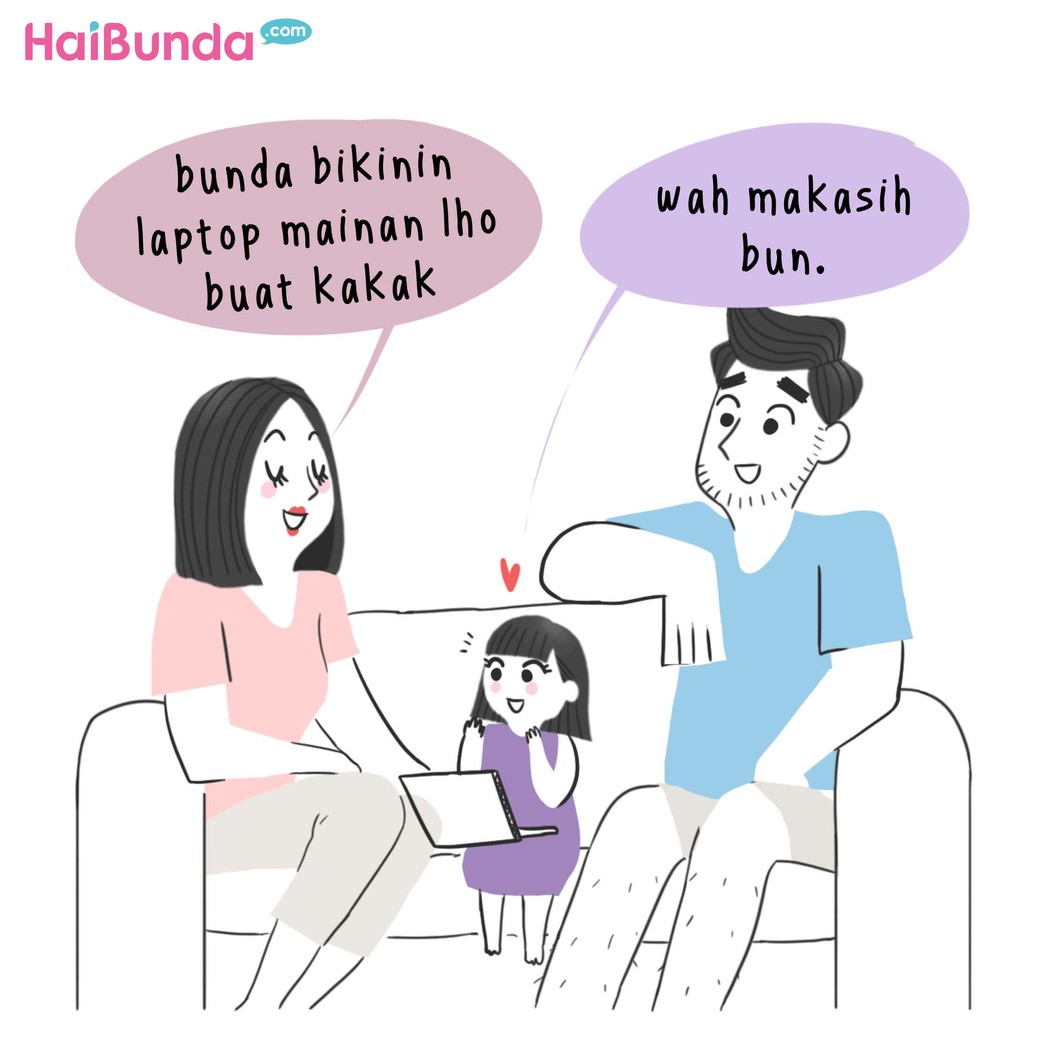 Ada cerita saat Bunda di komik ini bikin mainan DIY buat kakak. Hmm, Bunda juga punya cerita menarik saat membuatkan mainan buat anak? Share yuk.