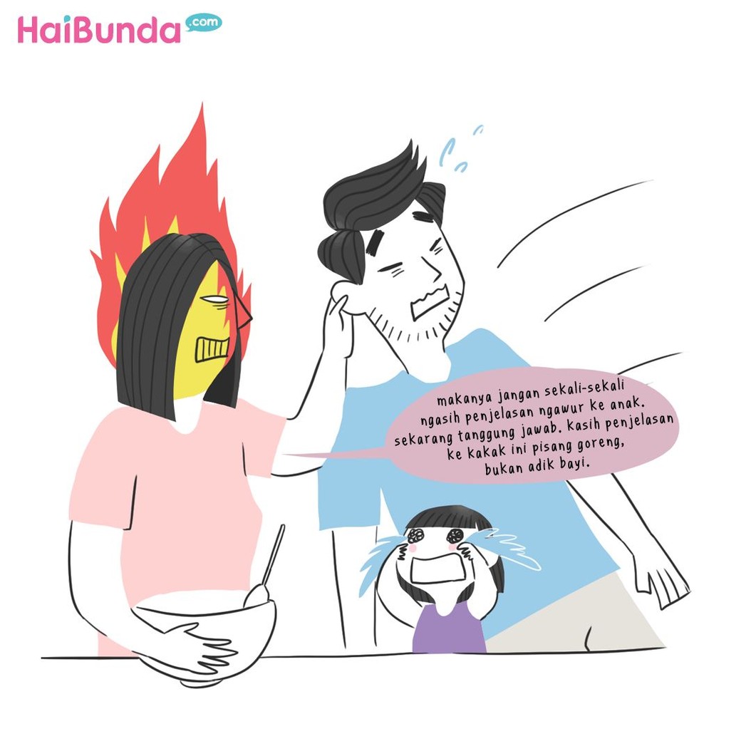 Pertanyaan kakak di komik ini soal adik bayi sempat bikin heboh orang serumah. Bunda punya pengalaman apa terkait pertanyaan polos dari si kecil?