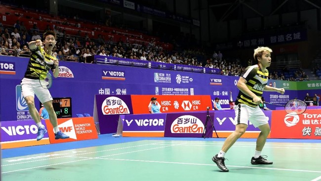 Ganda putra Indonesia Kevin Sanjaya Sukamuljo/Marcus Fernaldi Gideon berhasil melaju ke perempat final Denmark Open 2018 usai menyingkirkan Jerman.