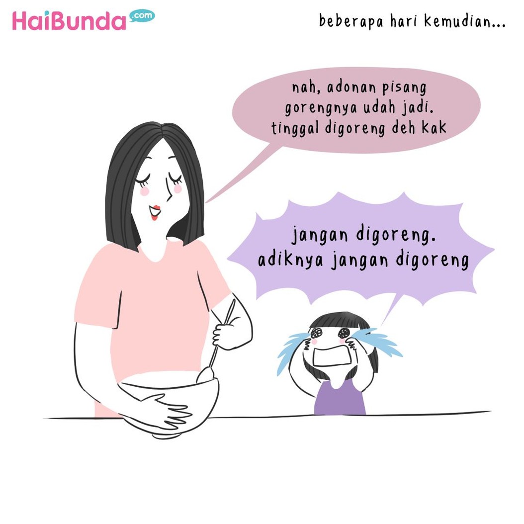 Pertanyaan kakak di komik ini soal adik bayi sempat bikin heboh orang serumah. Bunda punya pengalaman apa terkait pertanyaan polos dari si kecil?