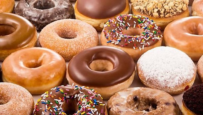 Colorful donuts with different decorations