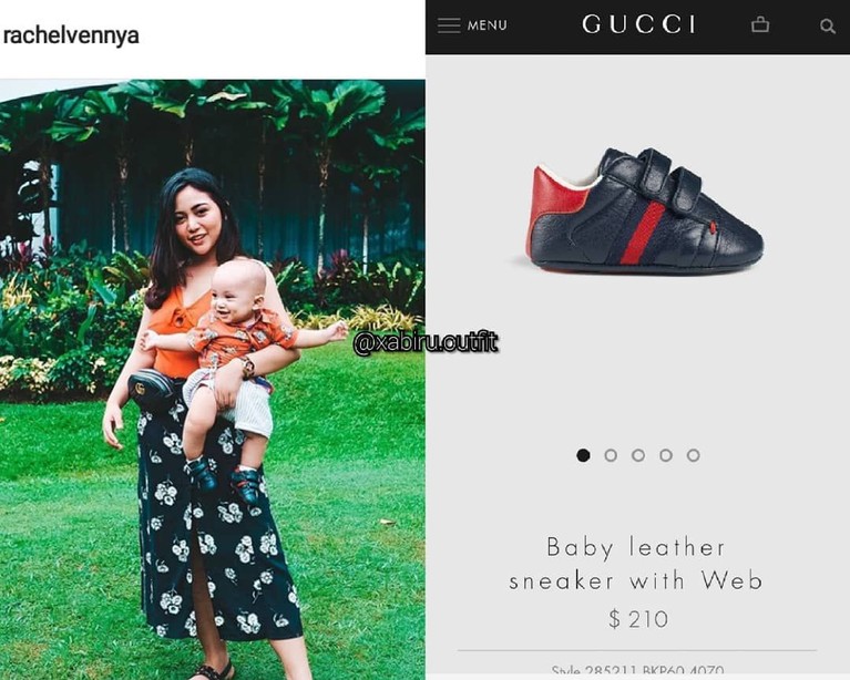 Dinobatkan sebagai selebgram terkaya, Rachel Vennya juga membelikan beberapa koleksi sepatu mewah kepada anaknya, Xabiru Oshe Al Hakim.