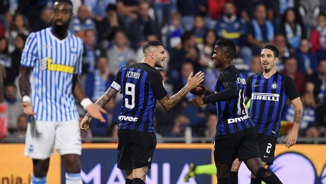 Inter Milan merangsek ke posisi tiga klasemen pekan kedelapan Liga Italia Serie A usai kalahkan SPAL 2-1 berkat dua gol Mauri Icardi.
