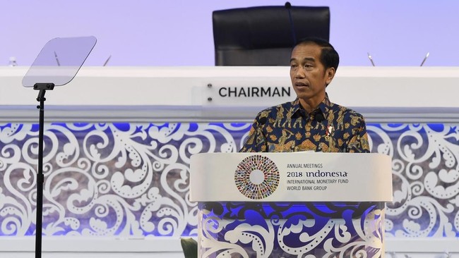 Presiden Joko Widodo menyampaikan pidato dengan mengibaratkan kondisi ekonomi global dengan film serial Game of Thrones saat di Bali pada hari ini.