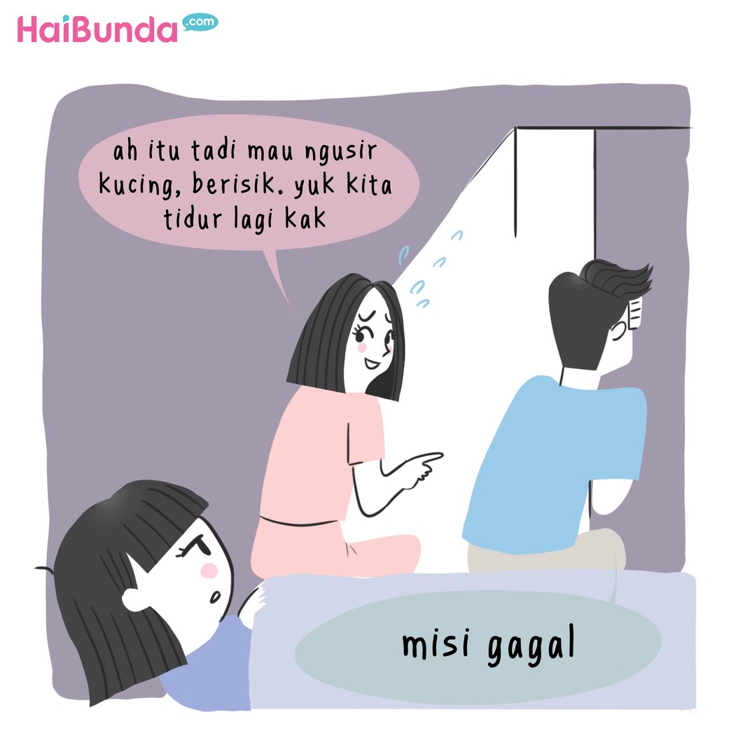 Begini cerita Bunda dan Ayah di komik ini saat ingin mencari waktu untuk 'ehem'. Nah, Bunda dan suami punya cerita apa terkait waktu 'ehem'. Share dong, Bun.