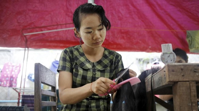 FOTO: Mengais Bisnis Secemerlang Mutiara 'Rambut Myanmar'
