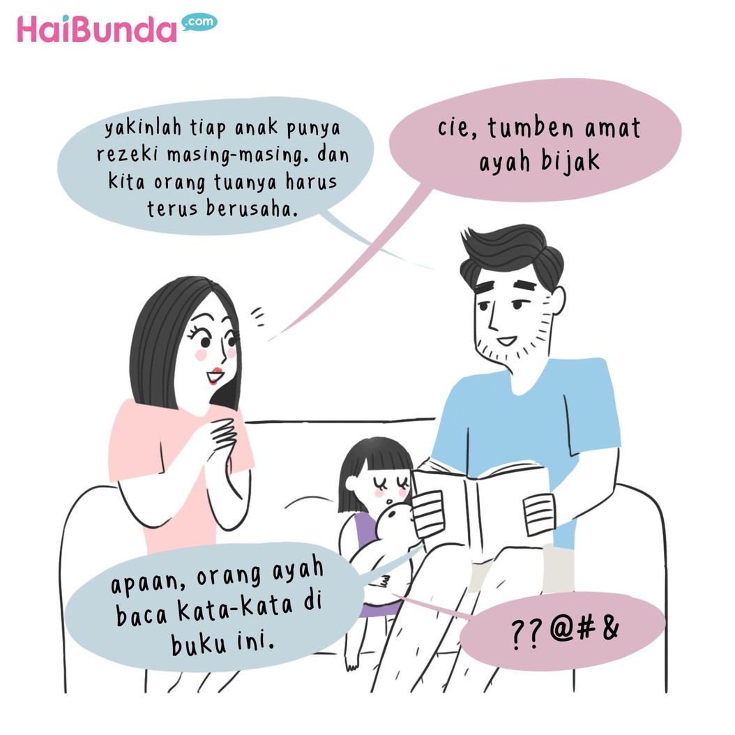 Begini reaksi ayah dan bunda di komik ini saat ngomongin biaya sekolah anak. Kalau reaksi Bunda dan suami gimana saat membicarakan biaya sekolah anak?