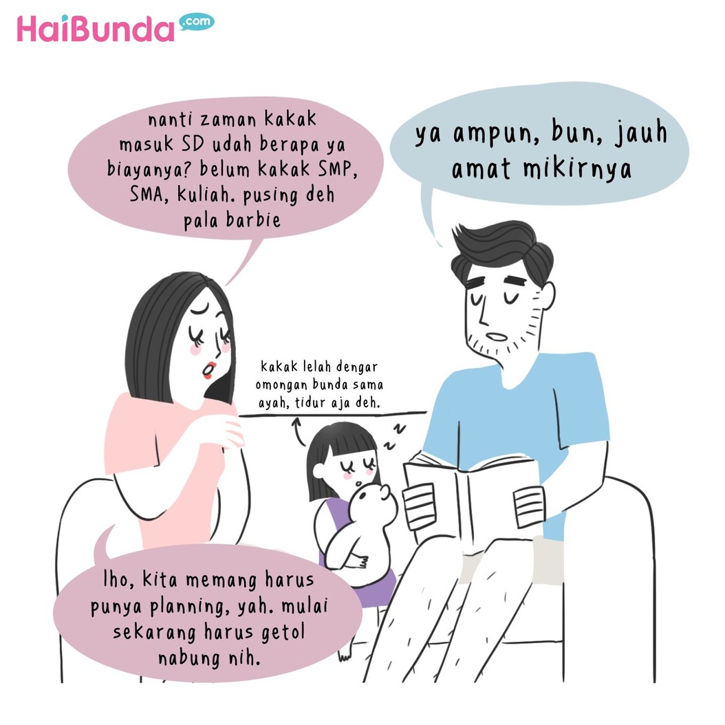 Begini reaksi ayah dan bunda di komik ini saat ngomongin biaya sekolah anak. Kalau reaksi Bunda dan suami gimana saat membicarakan biaya sekolah anak?