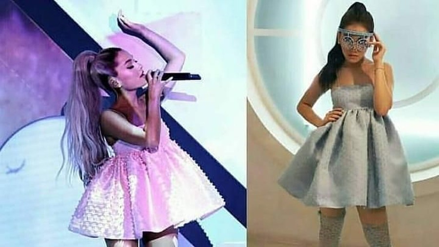 Ayu Ting Ting tengah melakukan syuting video klip lagu terbarunya. Namun kostum yang dikenakan Ayu dinilai mirip dengan musisi ternama, Ariana Grande.