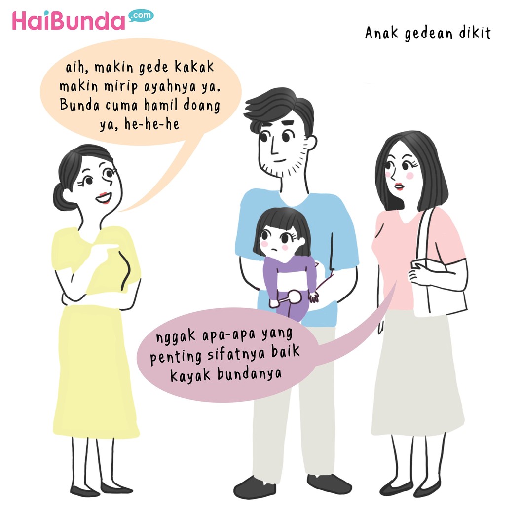 Si kecil pernah dibilang mirip banget sama ayahnya nggak, Bun? Gimana reaksi Bunda, apakah sama dengan bunda di komik ini?