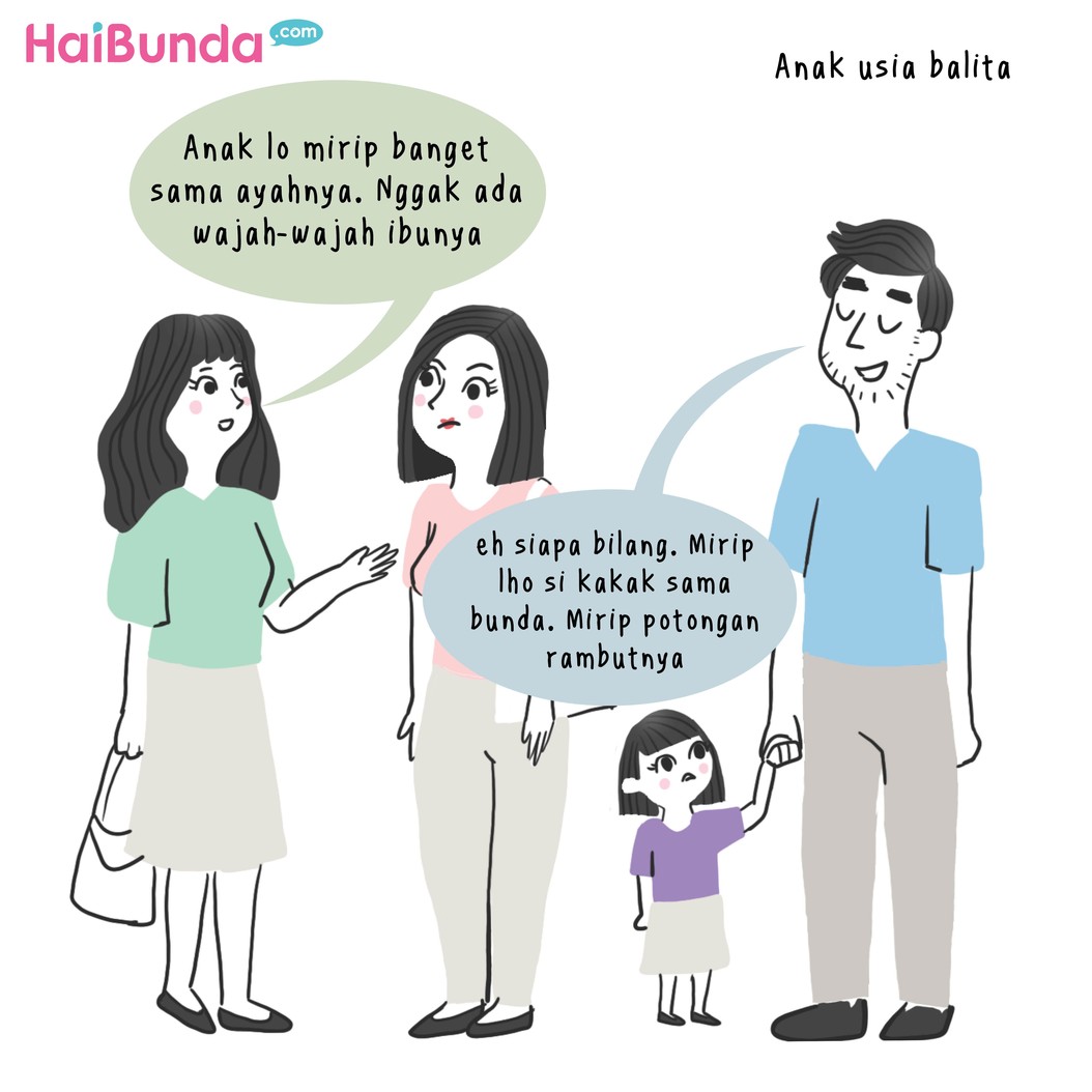 Si kecil pernah dibilang mirip banget sama ayahnya nggak, Bun? Gimana reaksi Bunda, apakah sama dengan bunda di komik ini?