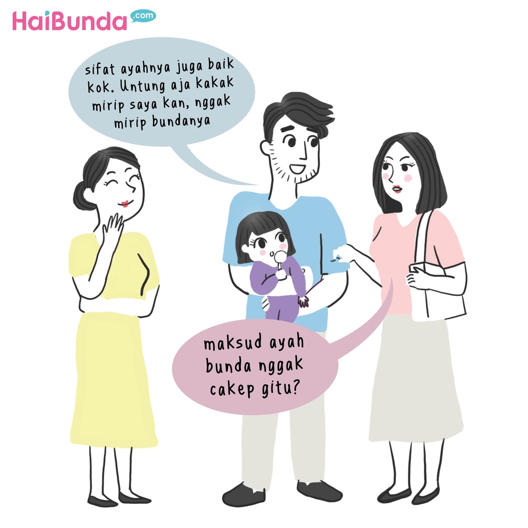 Si kecil pernah dibilang mirip banget sama ayahnya nggak, Bun? Gimana reaksi Bunda, apakah sama dengan bunda di komik ini?