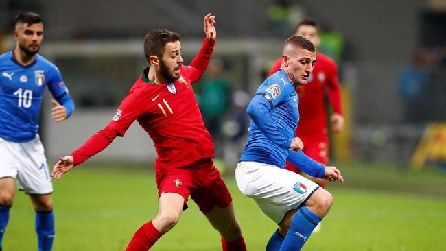 Timnas Italia dan Portugal bermain imbang tanpa gol dalam lanjutan UEFA Nations League di Stadion San Siro, Milan, Italia, Sabtu (17/11) waktu setempat.
