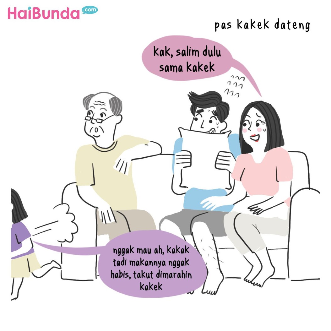Bunda dan suami sama kayak ayah di komik ini, pernah menakuti anak supaya nurut? Share yuk ceritanya di kolom komentar.