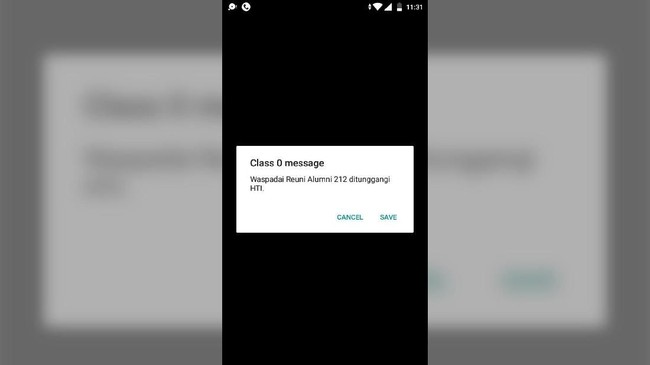 Dalam SMS yang diterima oleh beberapa pengguna indosat di lokasi Reuni Aksi 212, Monas, Jakarta tertulis bahwa kegiatan tersebut ditunggangi HTI.