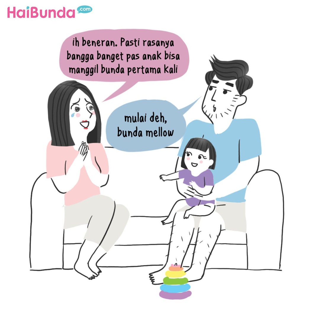 Begini perasaan Bunda di komik ini saat dengar kata pertama yang diucapkan anak. Kata pertama si kecil apa, Bun, dan gimana perasaan Bunda saat mendengarnya?