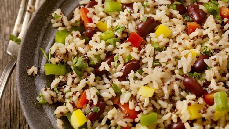 Quinoa and Brown Rice Salad with Peppers and Beans-Photographed on Hasselblad H3D2-39mb Camera