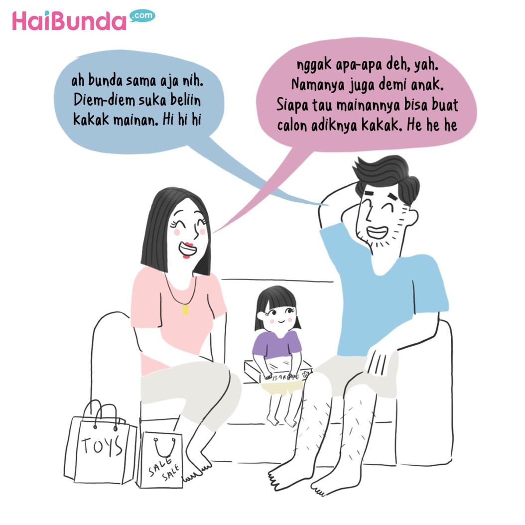 Apa sih cerita Bunda dan Ayah saat beli mainan untuk anak? Sama nggak dengan Bunda dan Ayah di komik ini?