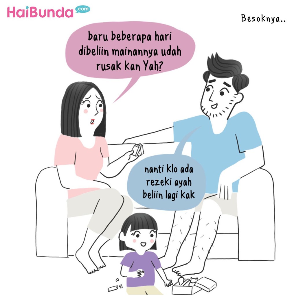 Apa sih cerita Bunda dan Ayah saat beli mainan untuk anak? Sama nggak dengan Bunda dan Ayah di komik ini?