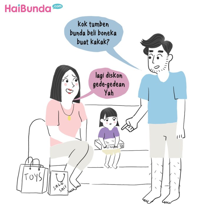 Apa sih cerita Bunda dan Ayah saat beli mainan untuk anak? Sama nggak dengan Bunda dan Ayah di komik ini?