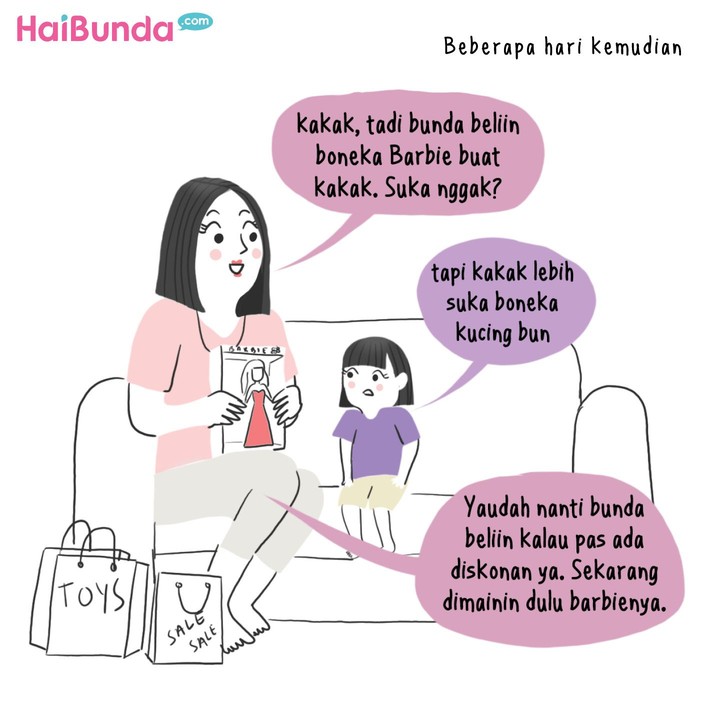 Apa sih cerita Bunda dan Ayah saat beli mainan untuk anak? Sama nggak dengan Bunda dan Ayah di komik ini?