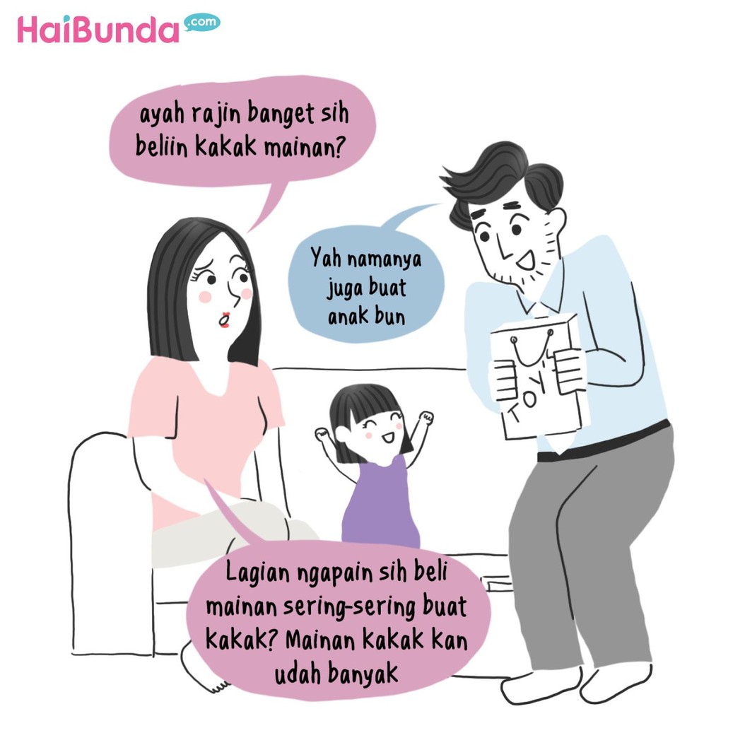 Apa sih cerita Bunda dan Ayah saat beli mainan untuk anak? Sama nggak dengan Bunda dan Ayah di komik ini?