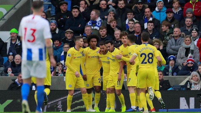 Statistik dan sejumlah fakta menarik tersaji usai kemenangan Chelsea atas Brighton & Hove Albion pada laga pekan ke-17 Liga Inggris 2018/2019.