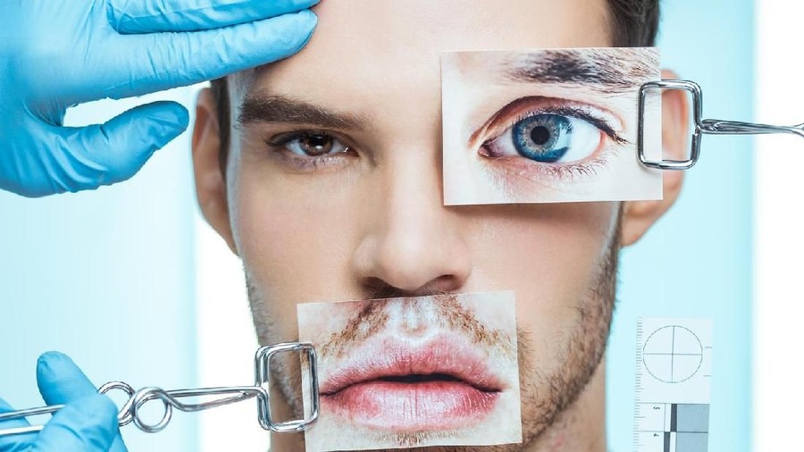 Handsome man at beautician. Plastic surgery concept.