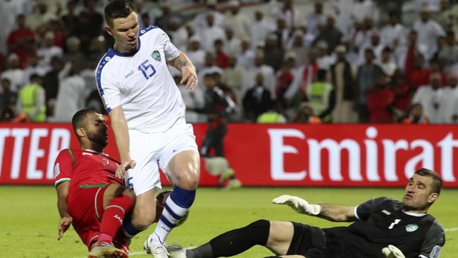 Timnas Uzbekistan berhasil mengalahkan timnas Oman dalam laga Piala Asia 2019 di Stadion Sharjah, Rabu (9/1).