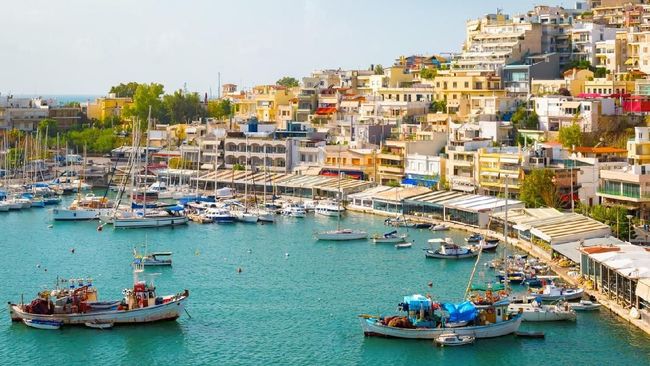 Mikrolimano, fishing port with colorful buildings and restaurants. Athens, Greece - Piraeus, Mikrolimano harbor.
