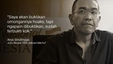 Gaduh Cuitan Andi Arief dan Hoaks Surat Suara Hoaks ada tujuh kontainer surat suara telah dicoblos salah satu paslon peserta Pilpres 2019 menyeret Andi Arief yang dinilai buat gaduh akibat kicauannya.